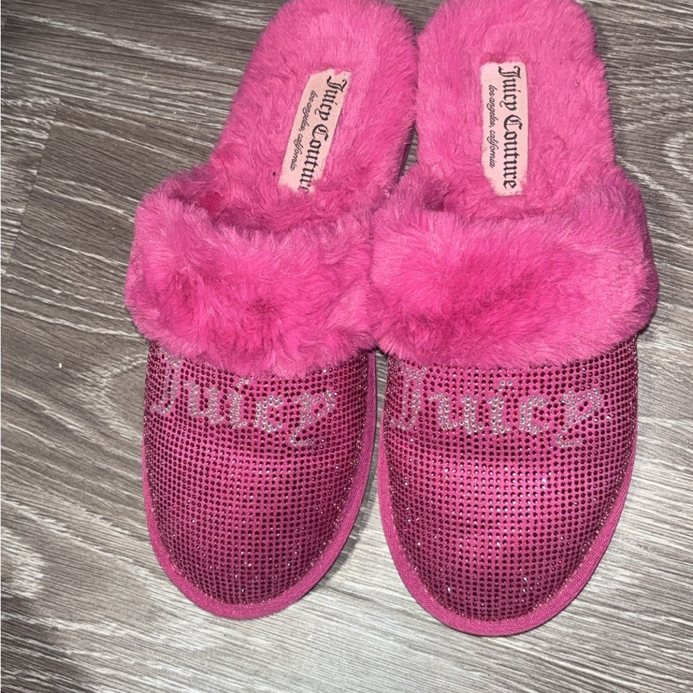Juicy Couture Pink Furry Slippers